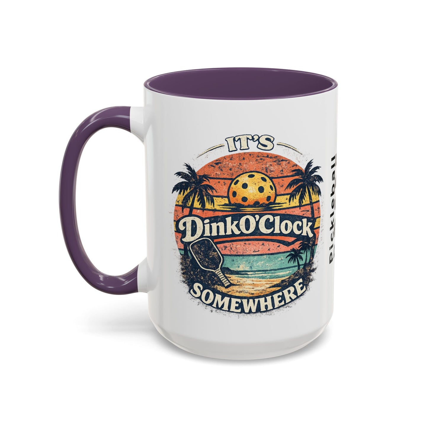 Pickleball Mug — "It’s Dink O’Clock Somewhere" Retro Beach Coffee Cup (11/15oz)