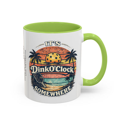 Pickleball Mug — "It’s Dink O’Clock Somewhere" Retro Beach Coffee Cup (11/15oz)