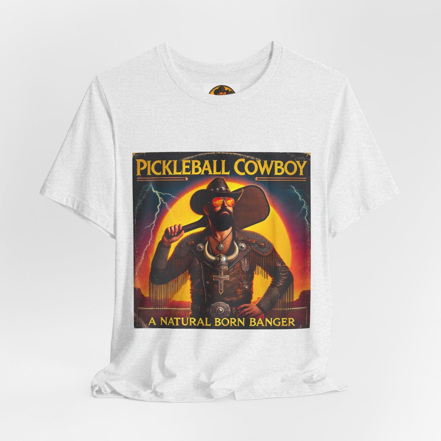 Pickleball Cowboy T‑Shirt — "A Natural Born Banger" Retro Western Pickleball Tee
