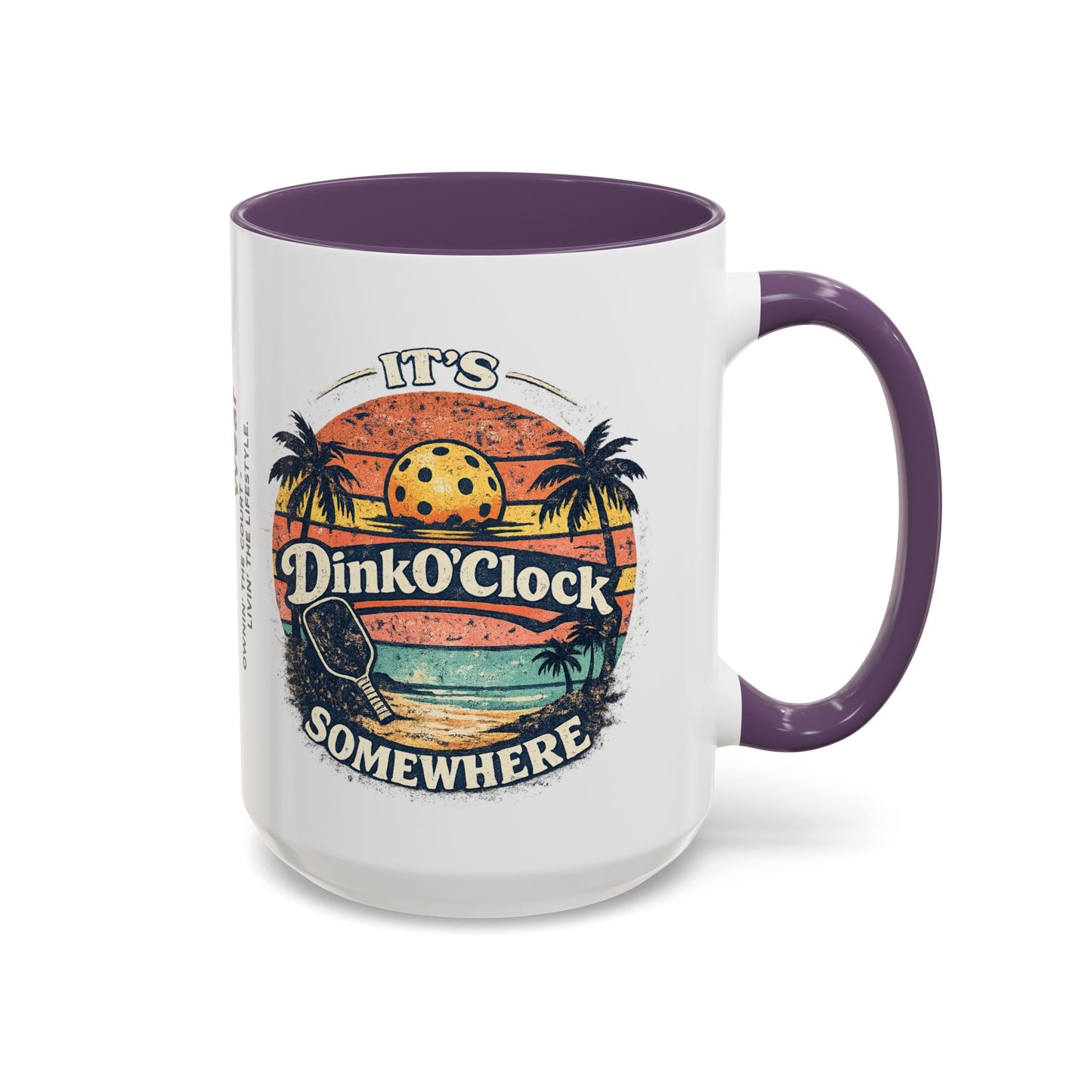 Pickleball Mug — "It’s Dink O’Clock Somewhere" Retro Beach Coffee Cup (11/15oz)