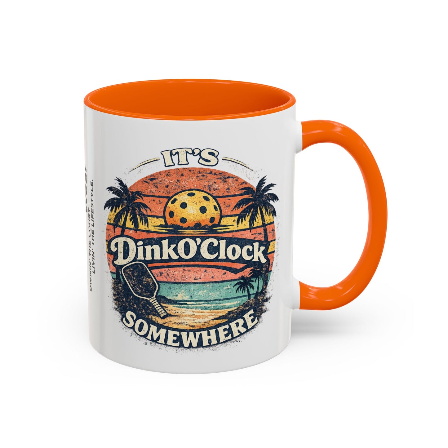 Pickleball Mug — "It’s Dink O’Clock Somewhere" Retro Beach Coffee Cup (11/15oz)