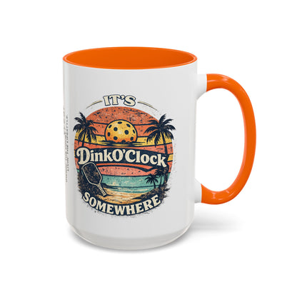 Pickleball Mug — "It’s Dink O’Clock Somewhere" Retro Beach Coffee Cup (11/15oz)