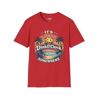 Dink O’Clock Pickleball T‑Shirt — Retro Beach 'It's Dink O'Clock Somewhere' Tee