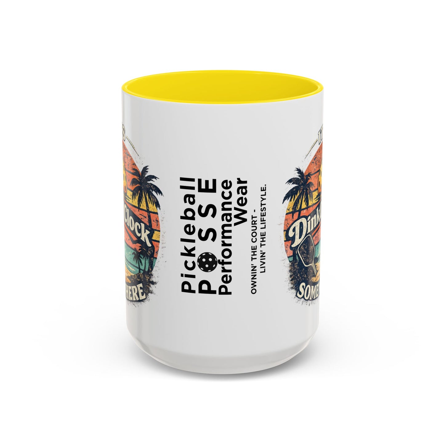 Pickleball Mug — "It’s Dink O’Clock Somewhere" Retro Beach Coffee Cup (11/15oz)
