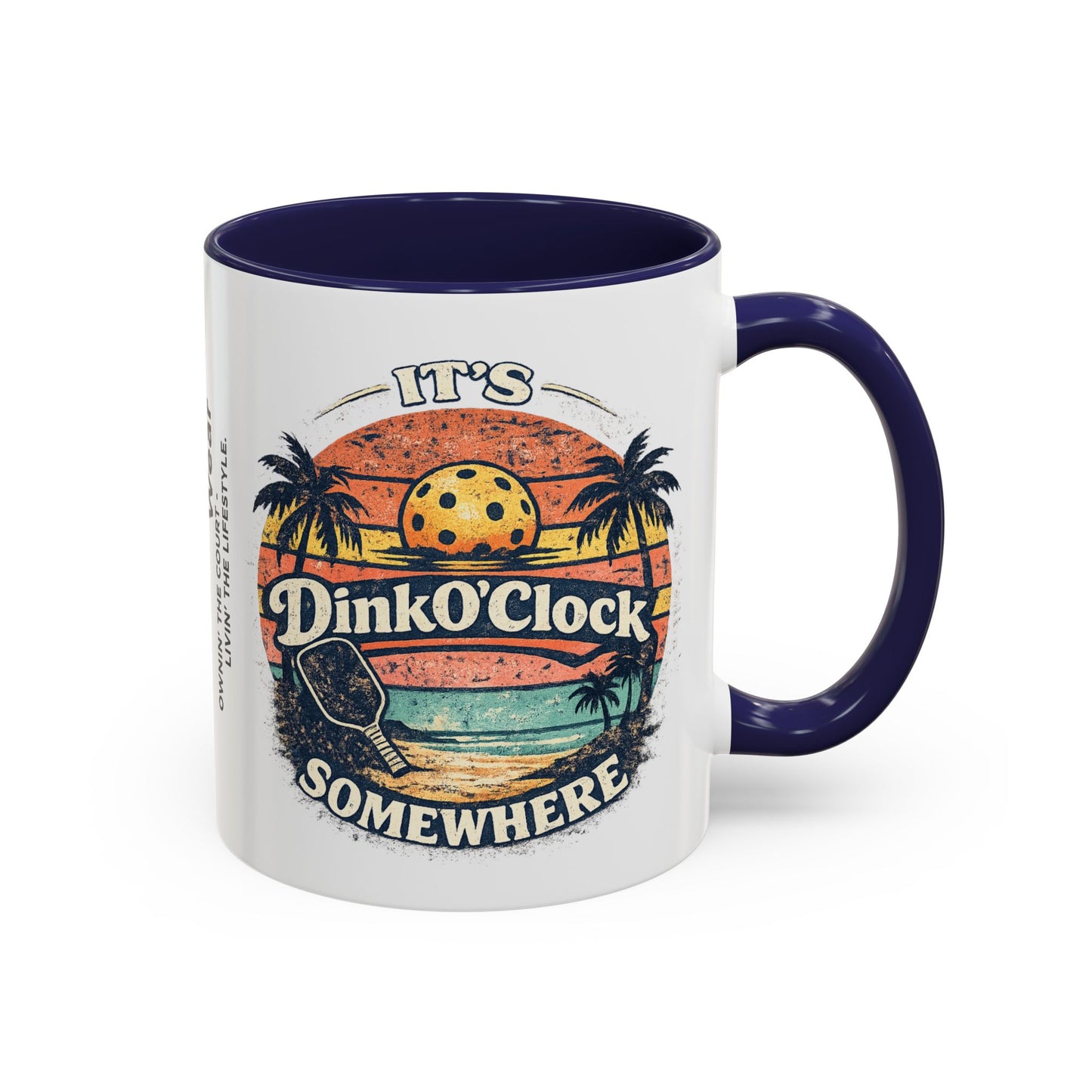 Pickleball Mug — "It’s Dink O’Clock Somewhere" Retro Beach Coffee Cup (11/15oz)
