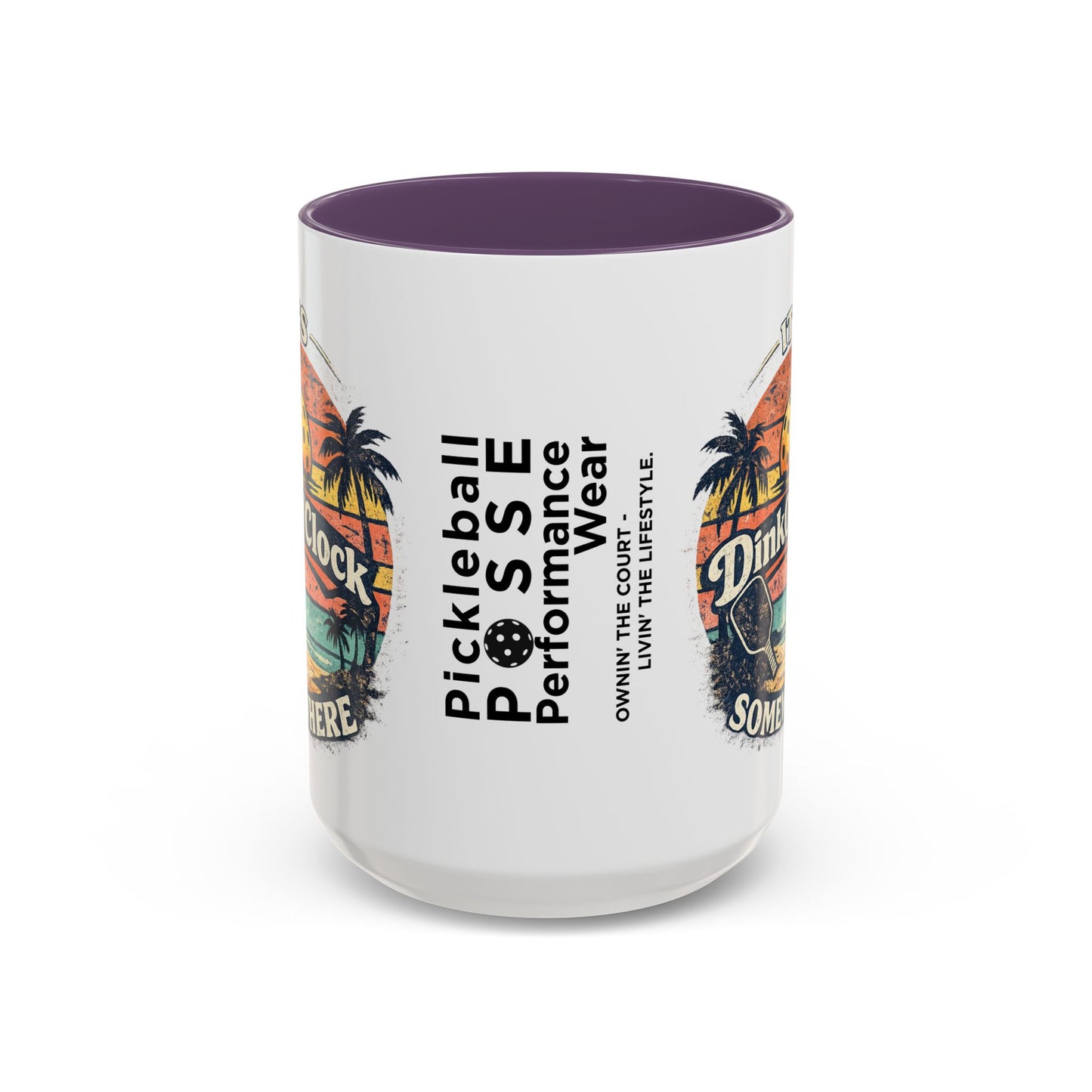 Pickleball Mug — "It’s Dink O’Clock Somewhere" Retro Beach Coffee Cup (11/15oz)