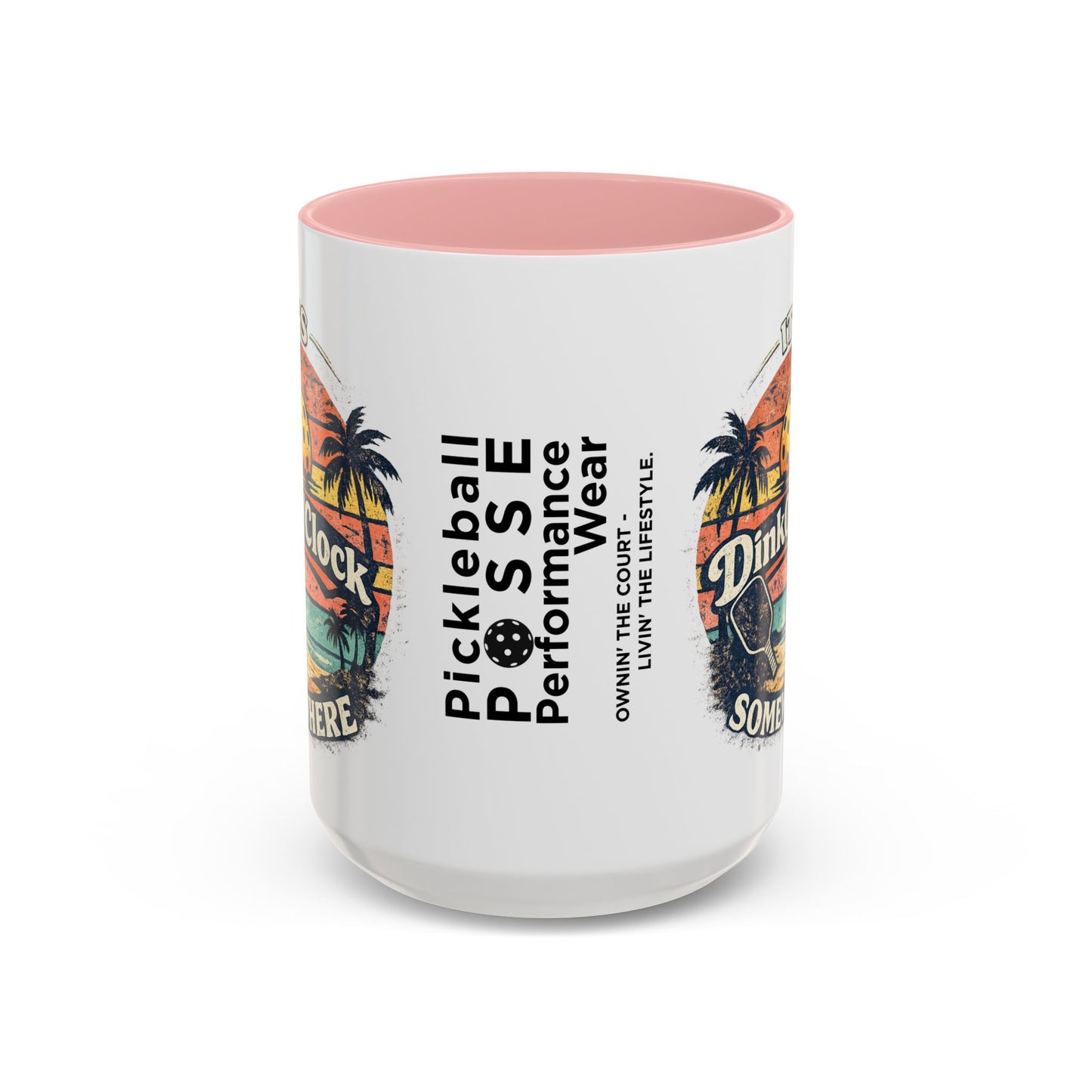 Pickleball Mug — "It’s Dink O’Clock Somewhere" Retro Beach Coffee Cup (11/15oz)