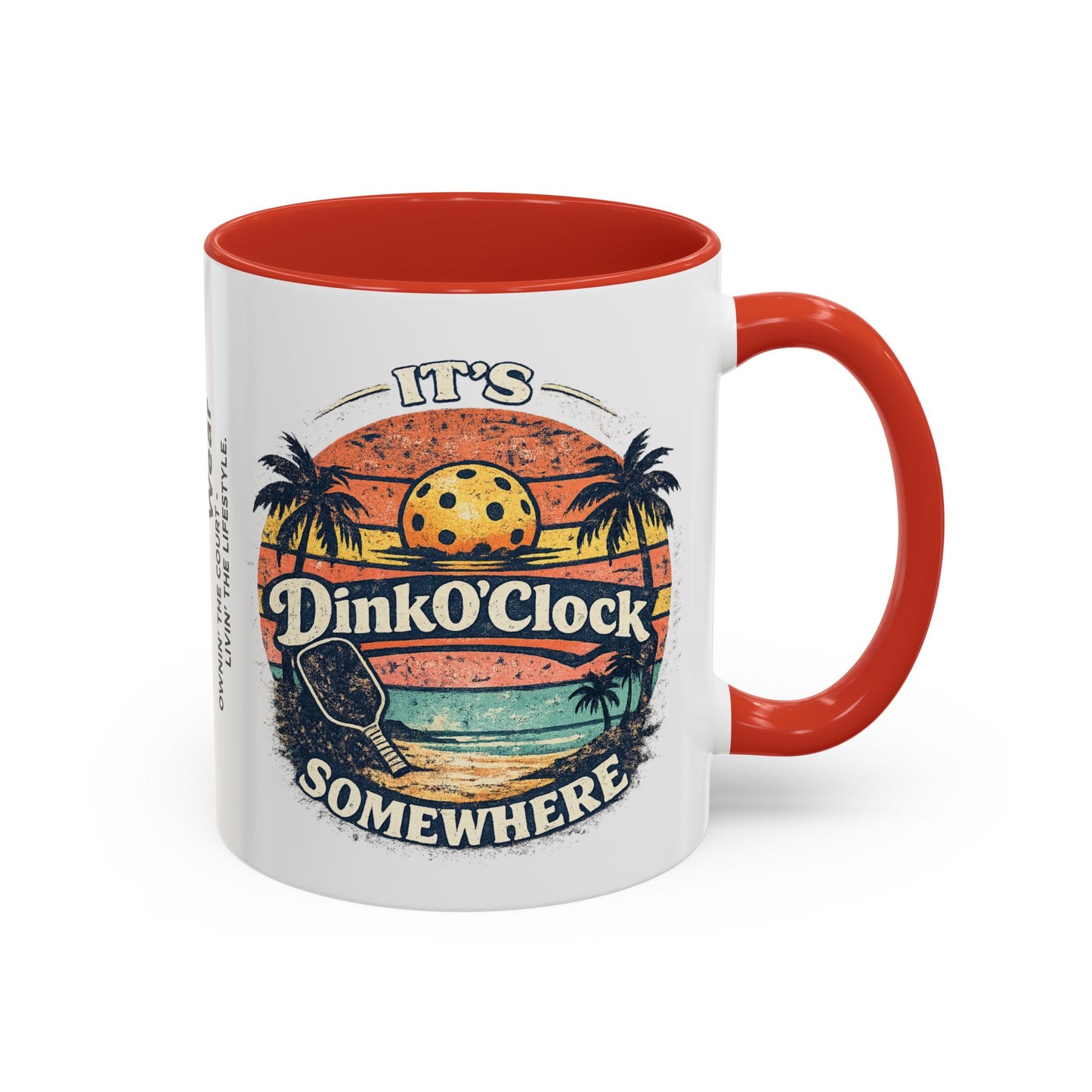 Pickleball Mug — "It’s Dink O’Clock Somewhere" Retro Beach Coffee Cup (11/15oz)
