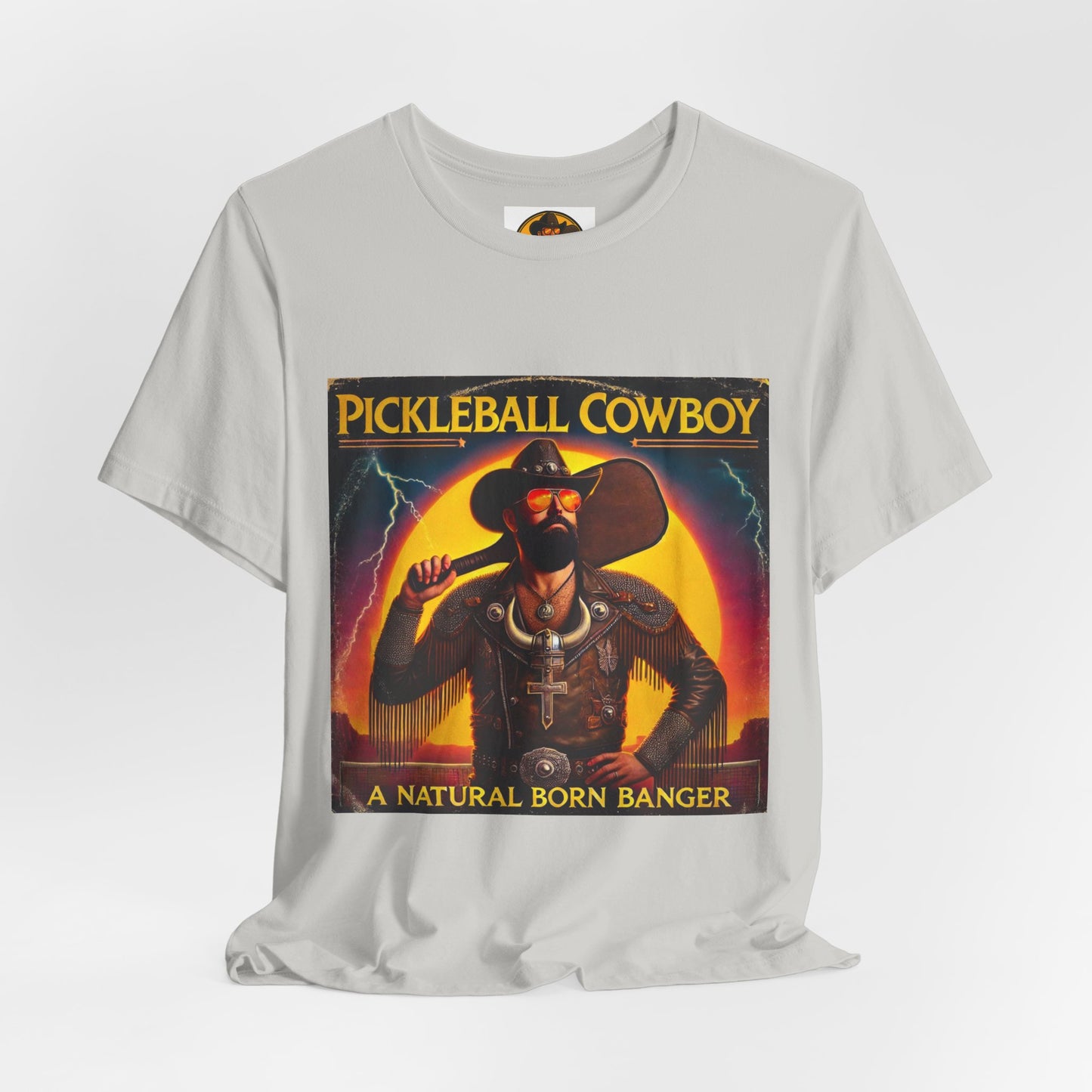 Pickleball Cowboy T‑Shirt — "A Natural Born Banger" Retro Western Pickleball Tee