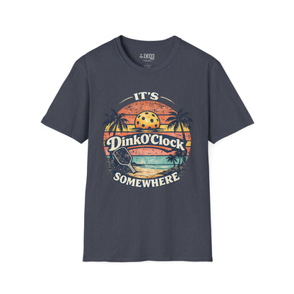 Dink O’Clock Pickleball T‑Shirt — Retro Beach 'It's Dink O'Clock Somewhere' Tee
