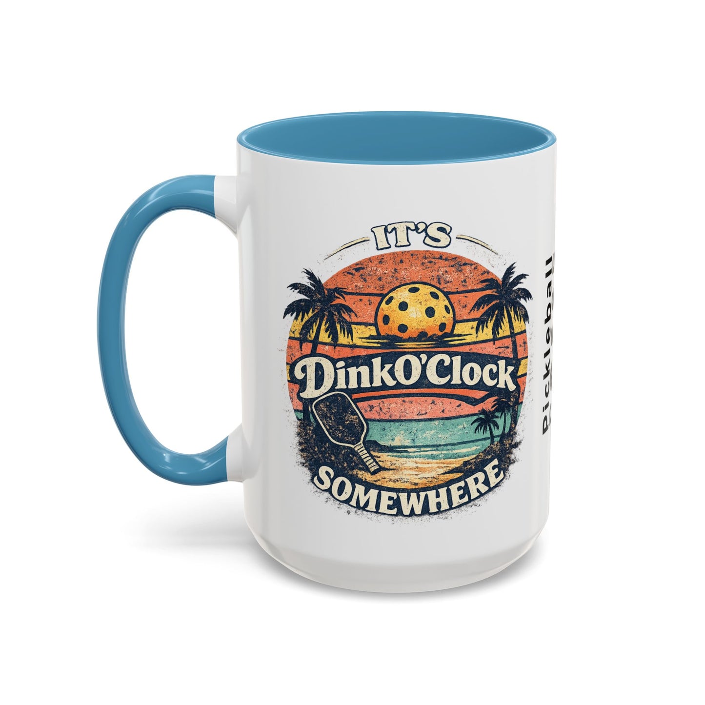 Pickleball Mug — "It’s Dink O’Clock Somewhere" Retro Beach Coffee Cup (11/15oz)