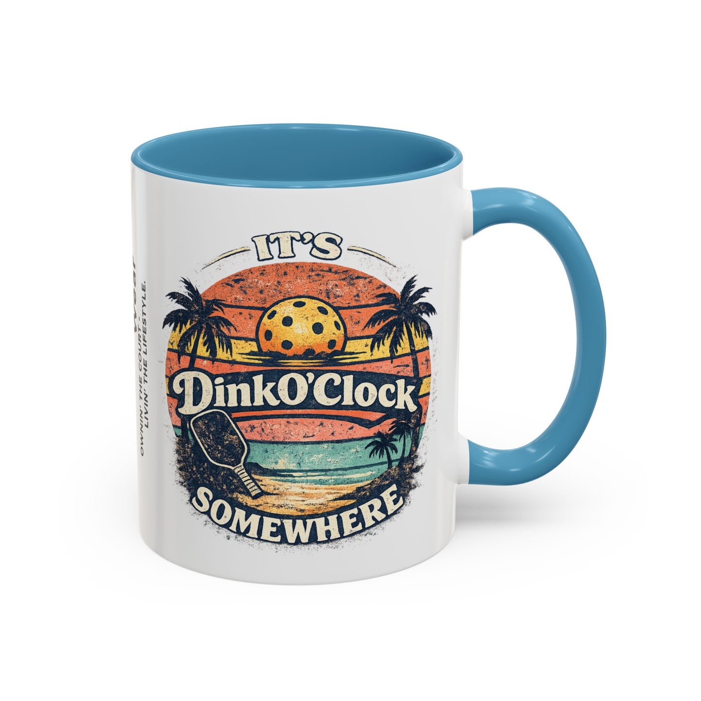 Pickleball Mug — "It’s Dink O’Clock Somewhere" Retro Beach Coffee Cup (11/15oz)