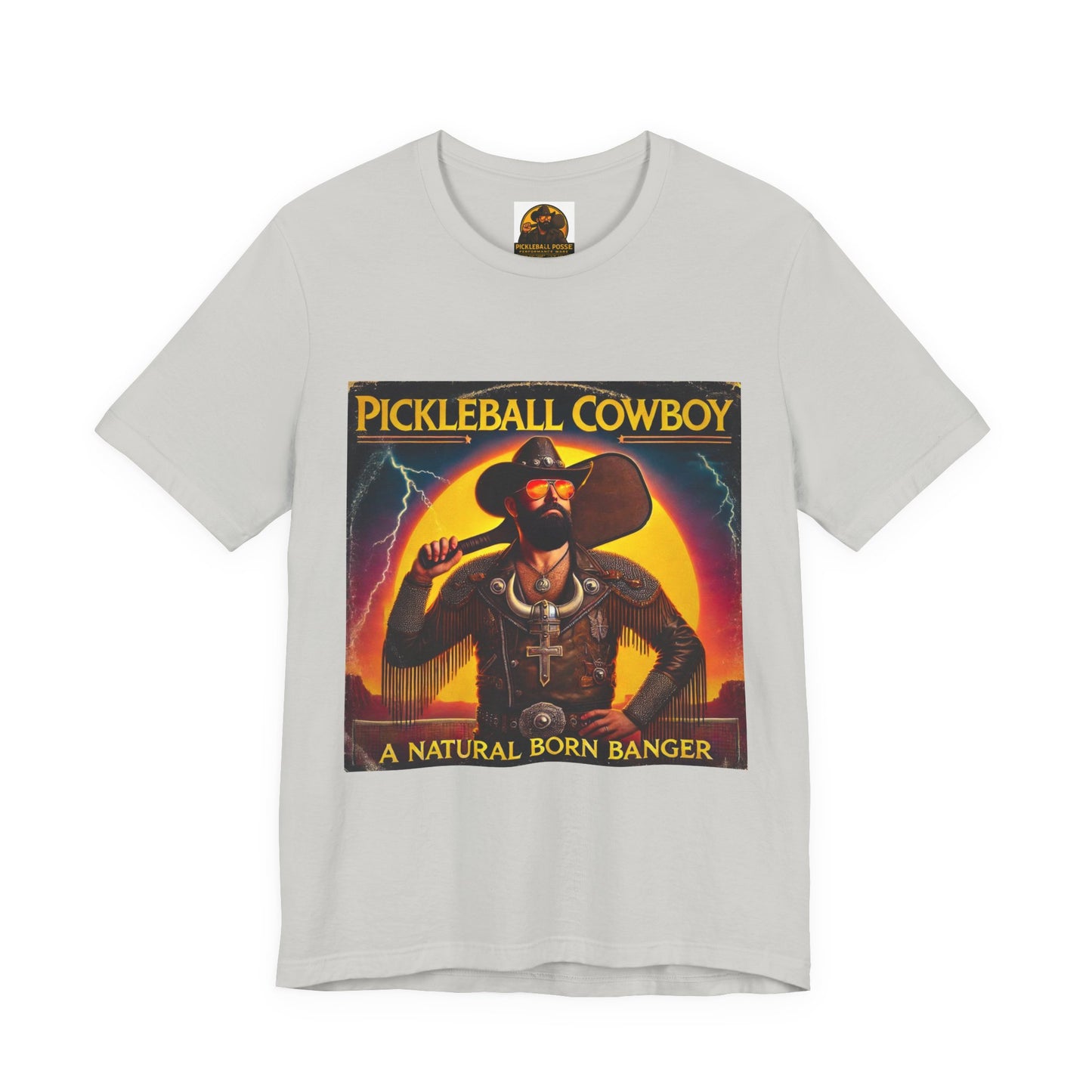 Pickleball Cowboy T‑Shirt — "A Natural Born Banger" Retro Western Pickleball Tee