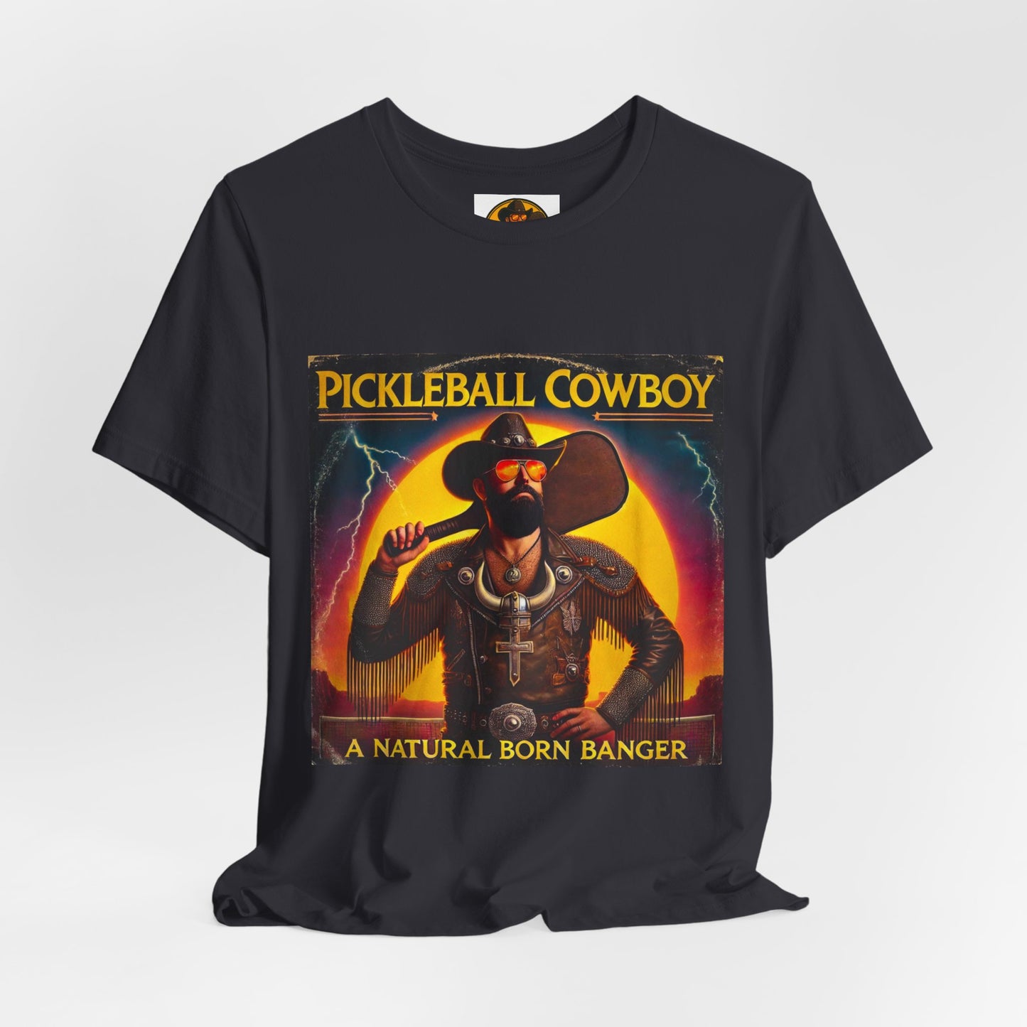 Pickleball Cowboy T‑Shirt — "A Natural Born Banger" Retro Western Pickleball Tee