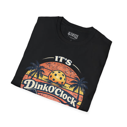 Dink O’Clock Pickleball T‑Shirt — Retro Beach 'It's Dink O'Clock Somewhere' Tee