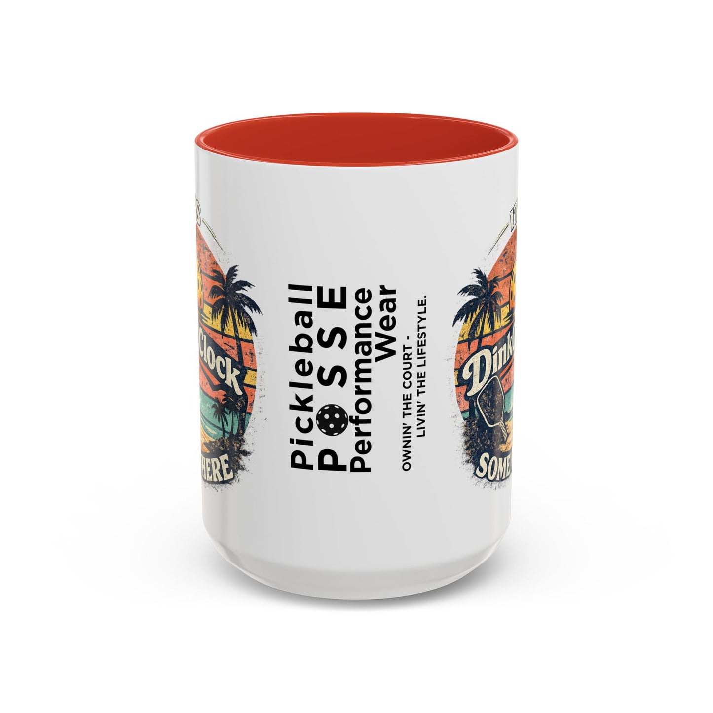 Pickleball Mug — "It’s Dink O’Clock Somewhere" Retro Beach Coffee Cup (11/15oz)