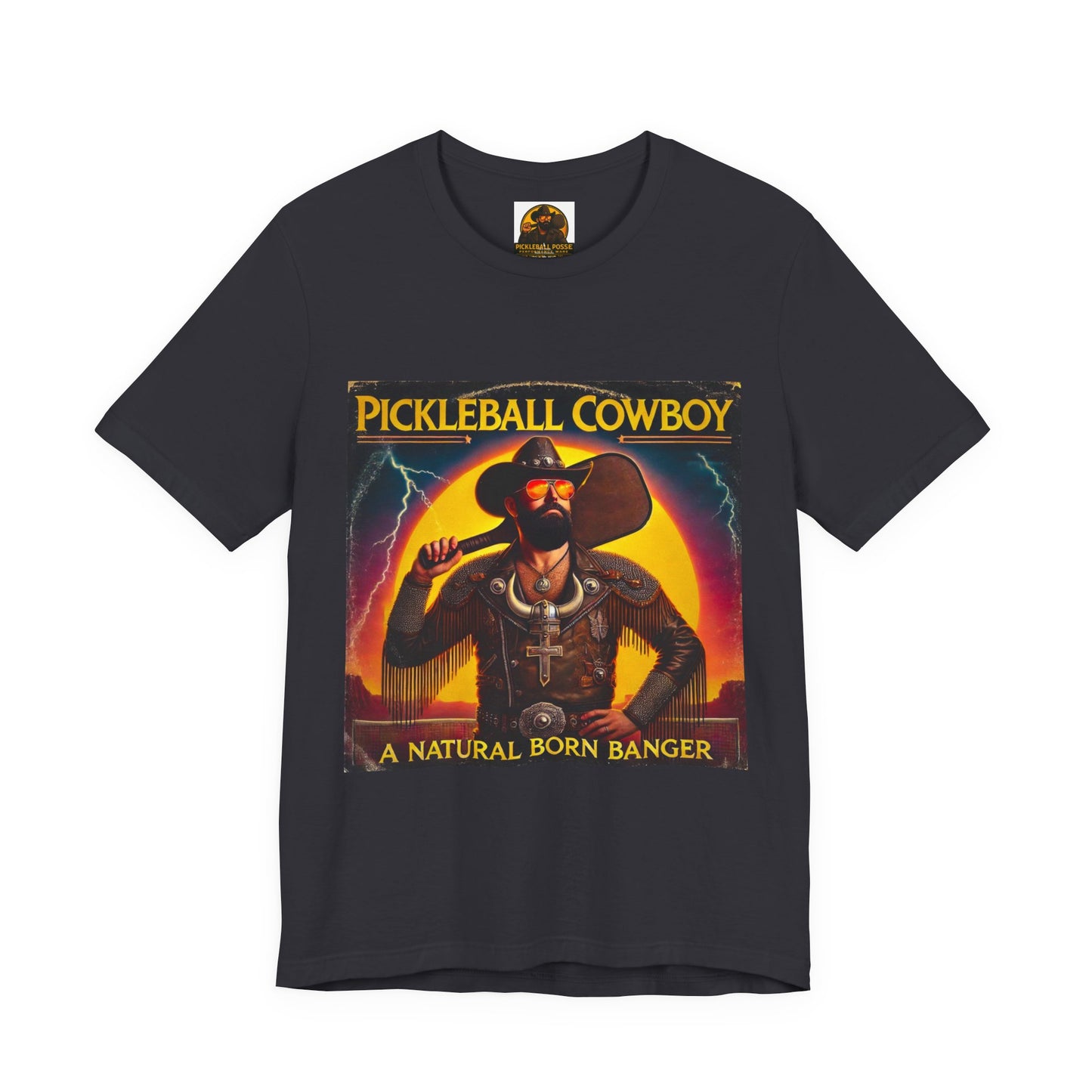 Pickleball Cowboy T‑Shirt — "A Natural Born Banger" Retro Western Pickleball Tee