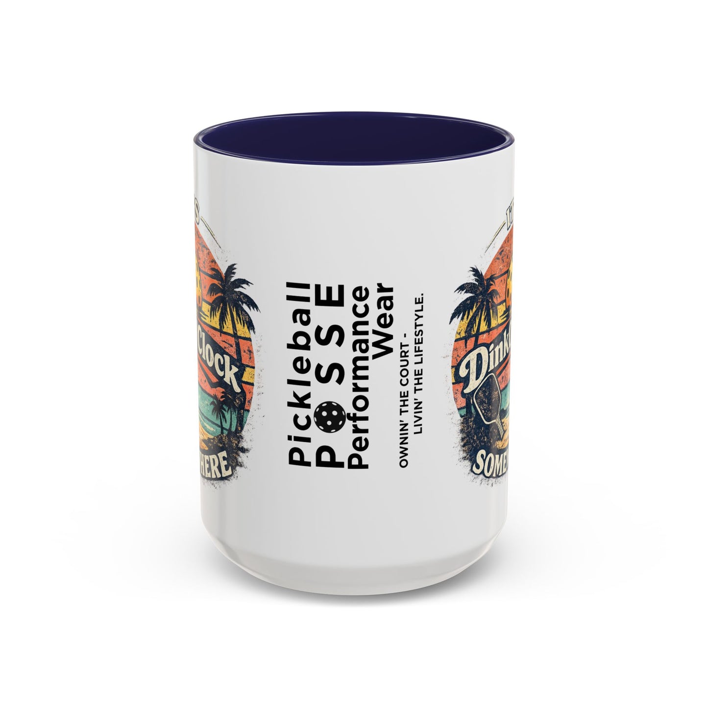 Pickleball Mug — "It’s Dink O’Clock Somewhere" Retro Beach Coffee Cup (11/15oz)