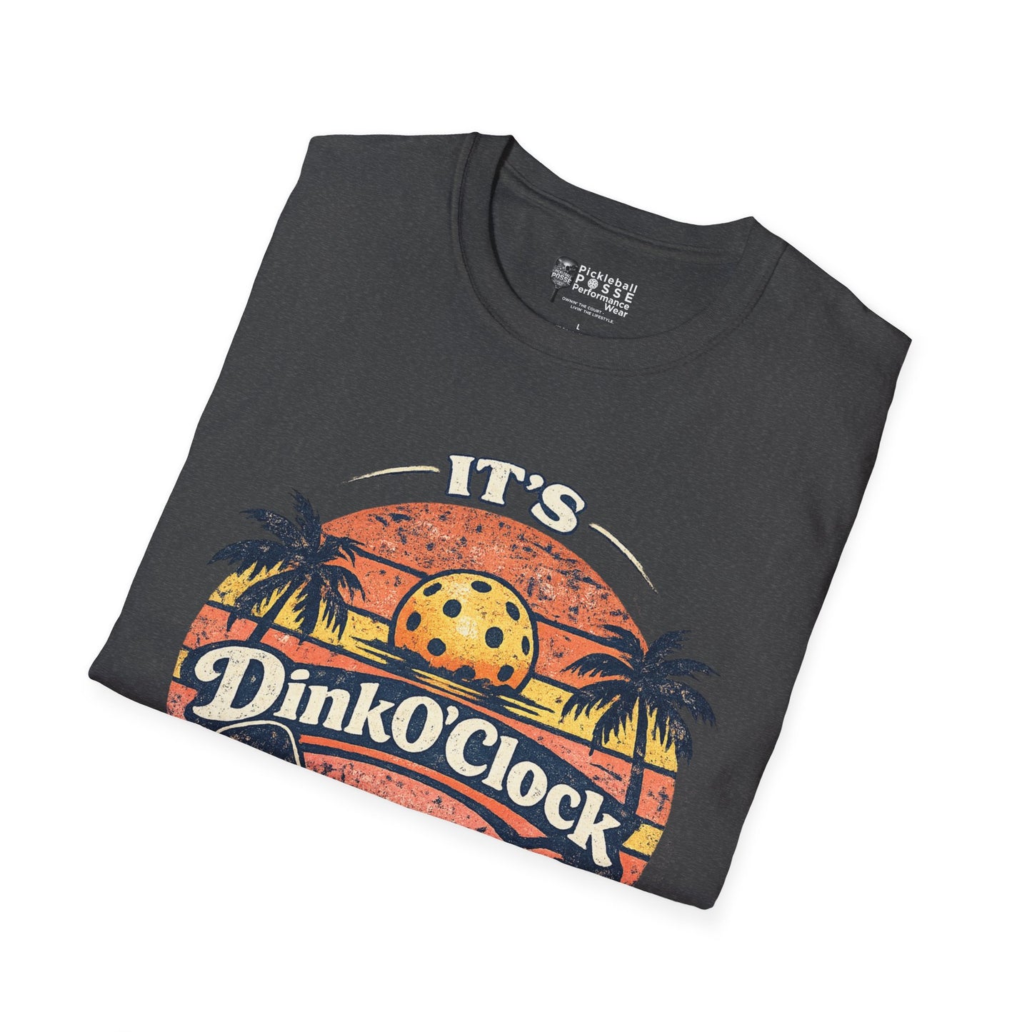 Dink O’Clock Pickleball T‑Shirt — Retro Beach 'It's Dink O'Clock Somewhere' Tee