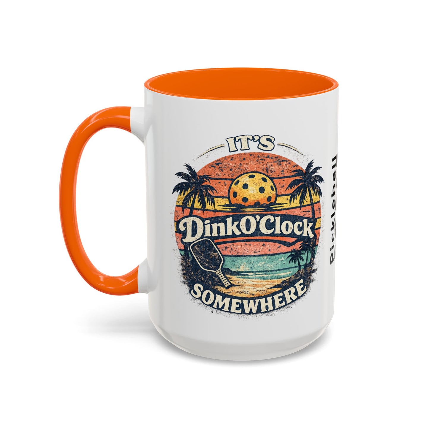 Pickleball Mug — "It’s Dink O’Clock Somewhere" Retro Beach Coffee Cup (11/15oz)