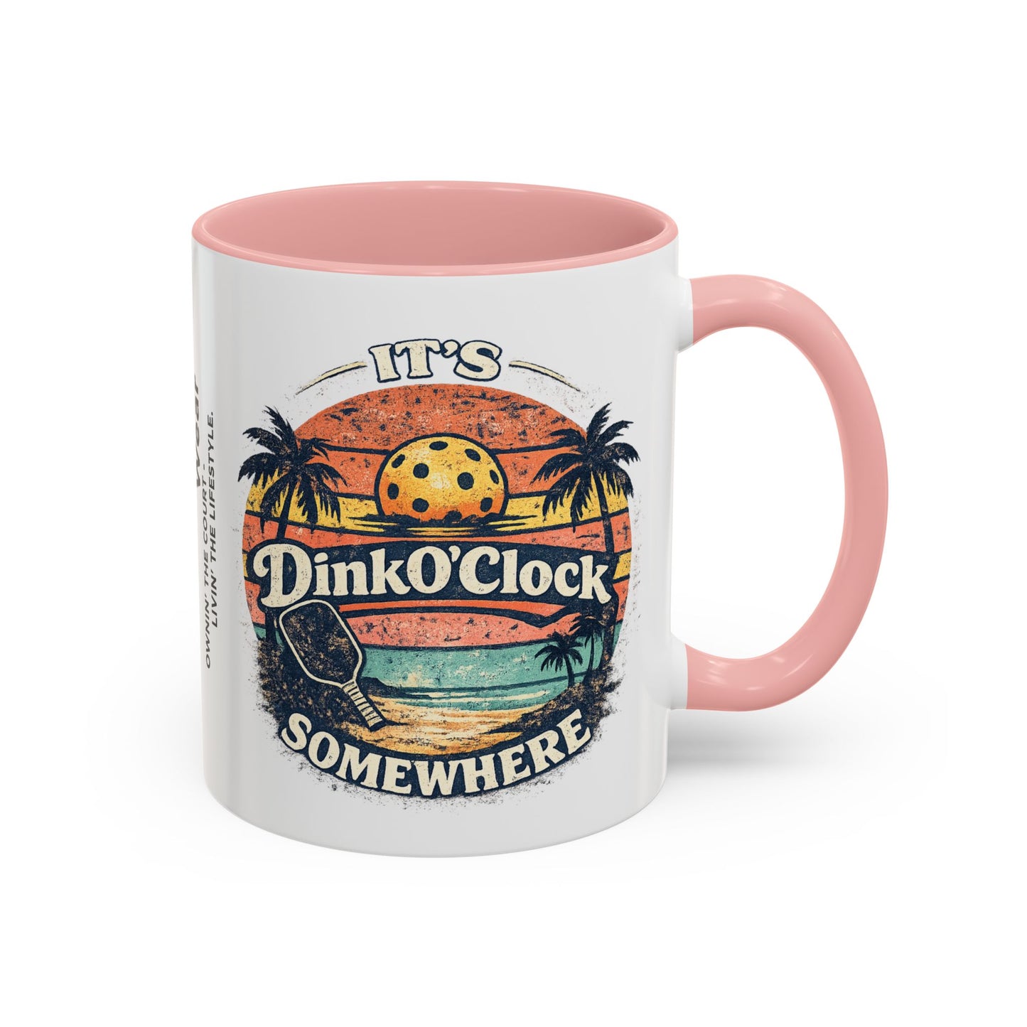 Pickleball Mug — "It’s Dink O’Clock Somewhere" Retro Beach Coffee Cup (11/15oz)