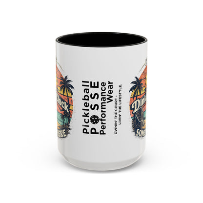 Pickleball Mug — "It’s Dink O’Clock Somewhere" Retro Beach Coffee Cup (11/15oz)