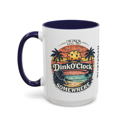 Pickleball Mug — "It’s Dink O’Clock Somewhere" Retro Beach Coffee Cup (11/15oz)