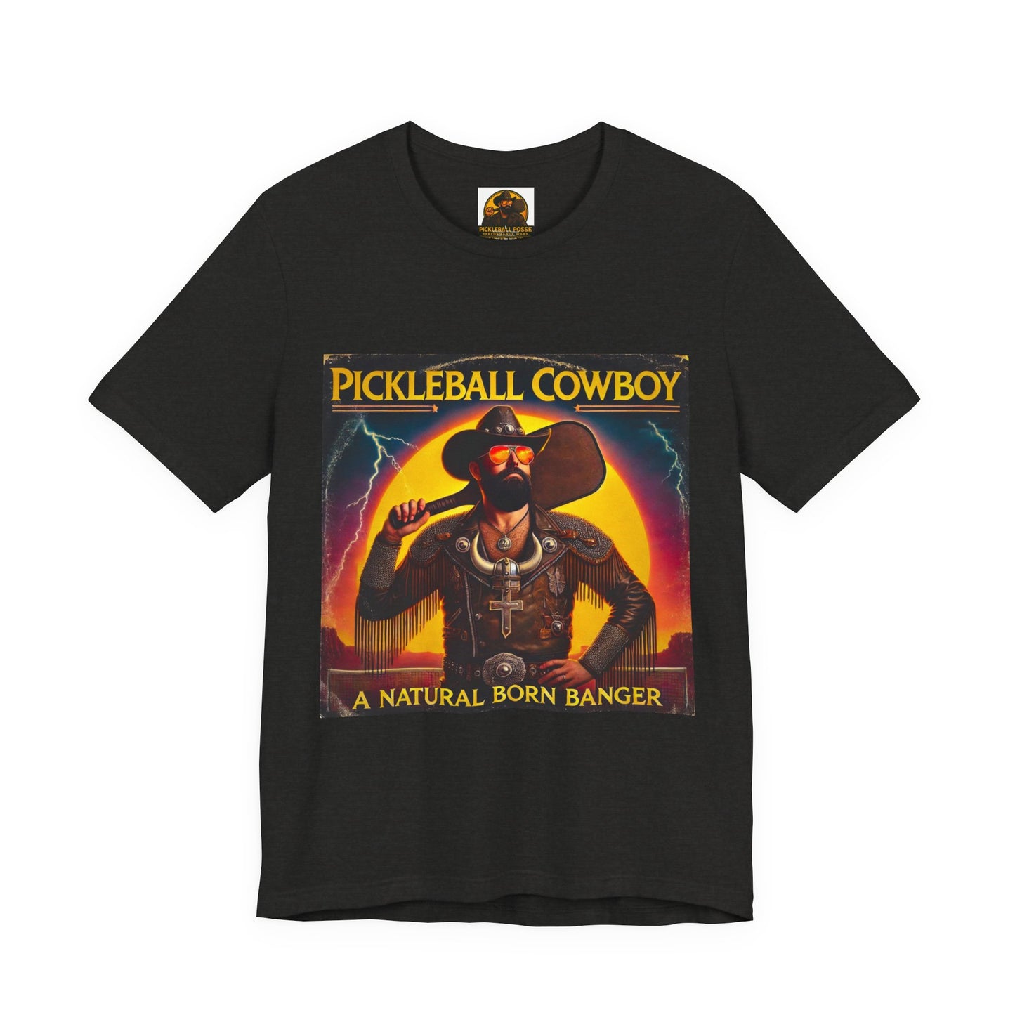 Pickleball Cowboy T‑Shirt — "A Natural Born Banger" Retro Western Pickleball Tee