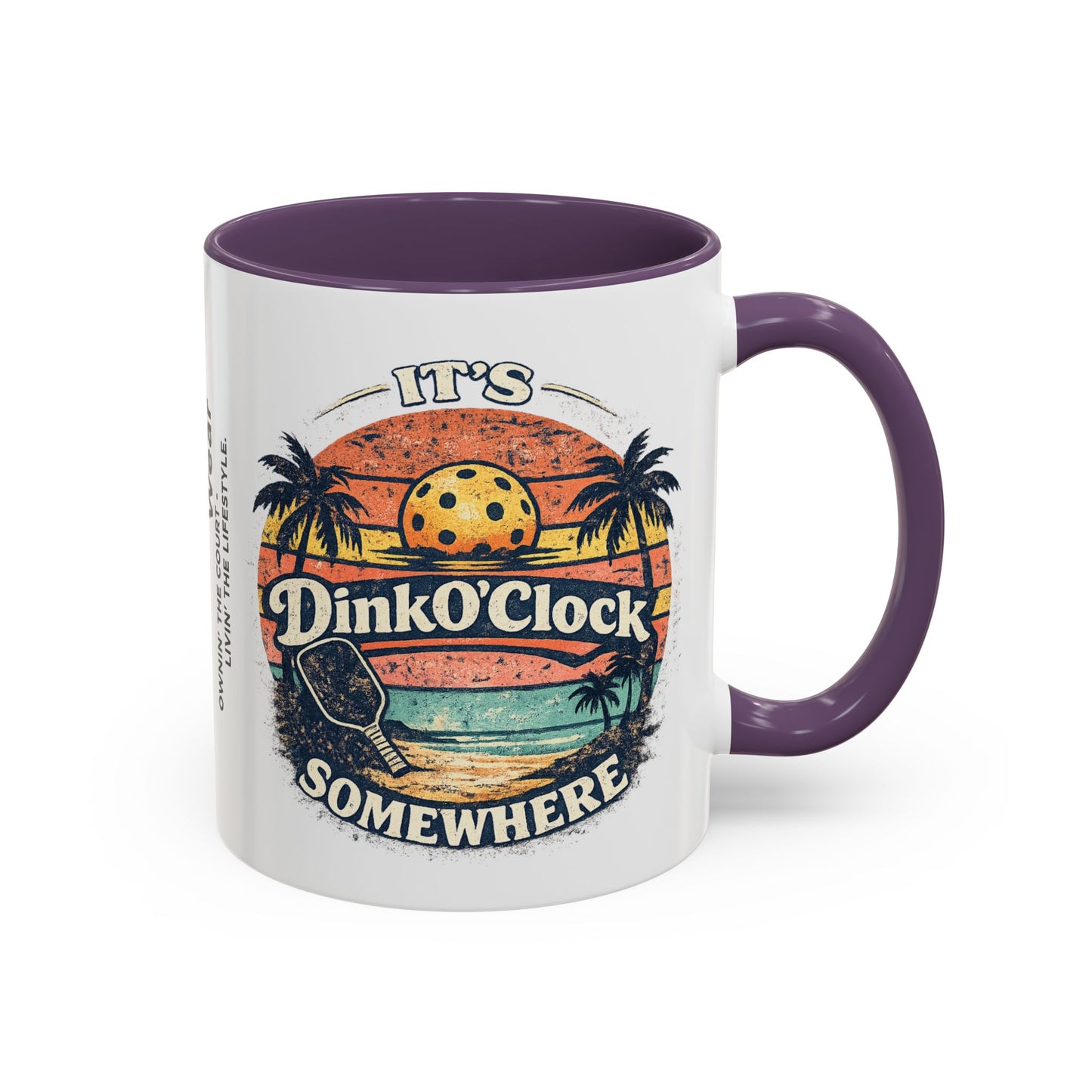 Pickleball Mug — "It’s Dink O’Clock Somewhere" Retro Beach Coffee Cup (11/15oz)