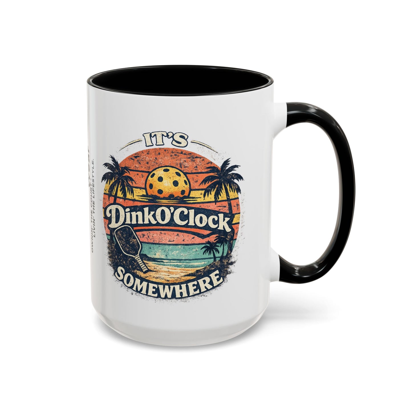 Pickleball Mug — "It’s Dink O’Clock Somewhere" Retro Beach Coffee Cup (11/15oz)