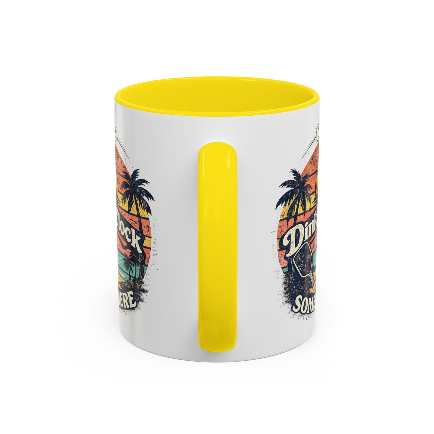 Pickleball Mug — "It’s Dink O’Clock Somewhere" Retro Beach Coffee Cup (11/15oz)
