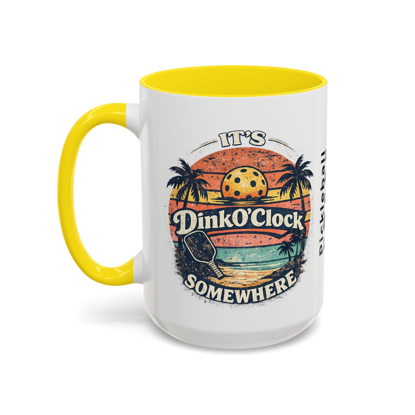 Pickleball Mug — "It’s Dink O’Clock Somewhere" Retro Beach Coffee Cup (11/15oz)