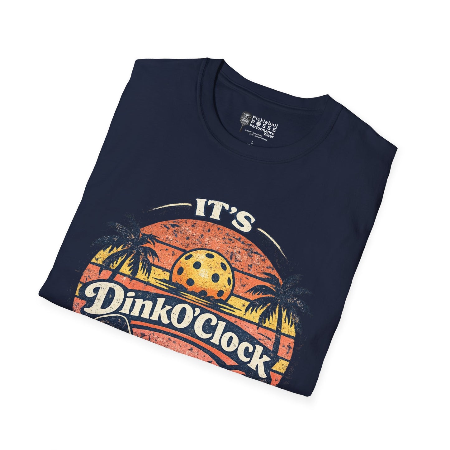 Dink O’Clock Pickleball T‑Shirt — Retro Beach 'It's Dink O'Clock Somewhere' Tee
